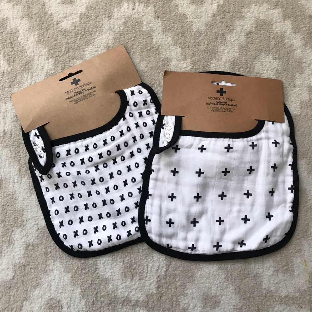 Modern Burlap Bibs - One Set 🖤